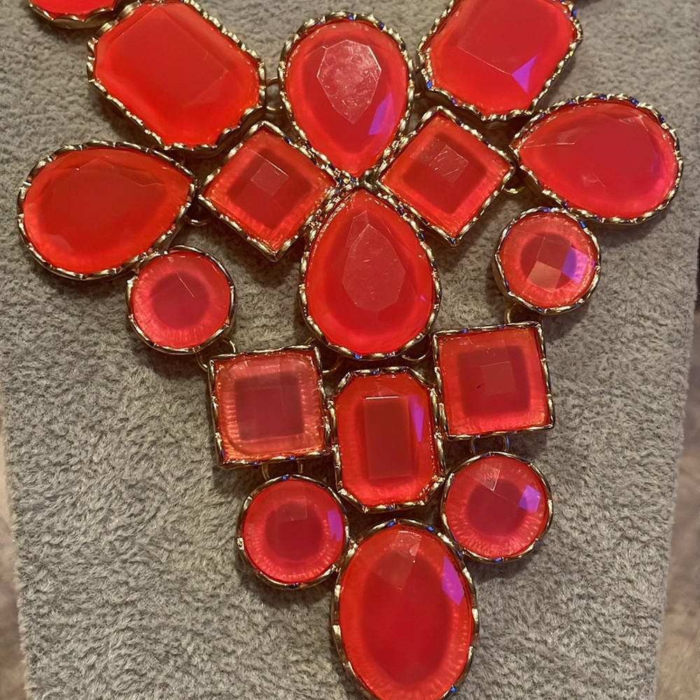 Emily Ray Statement Necklace Pink & Gold Bib